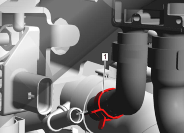 Undo the EGR pressure sensor hose clamp