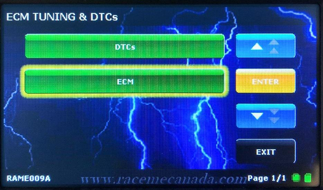 Open Main Menu, then ECM Tuning, then ECM