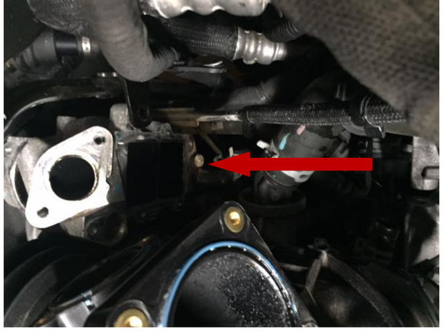 Remove the lower coolant hose barb from the EGR housing