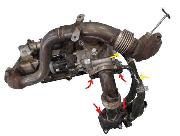 Remove the shorter EGR hot side pipe