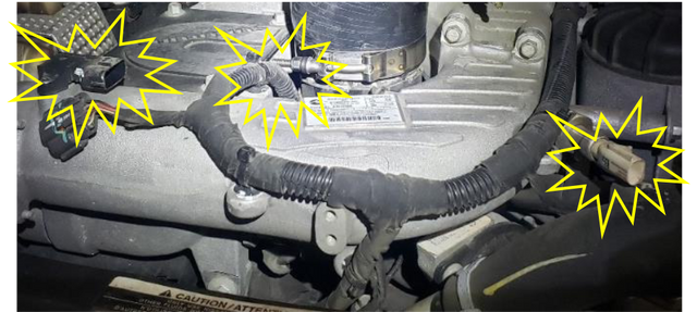 Disconnect the sensors on the factory charge tube
