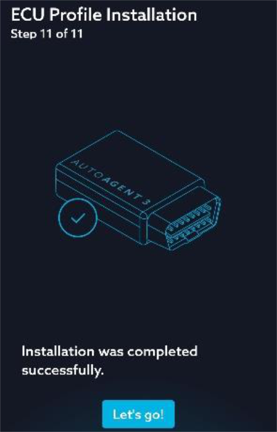 Follow the eleven ECU profile installation screens