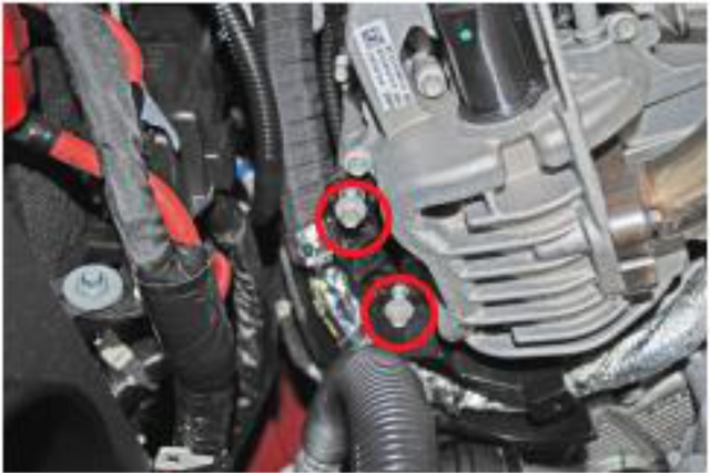 Remove the two bolts securing the wiring harness to the EGR cooler