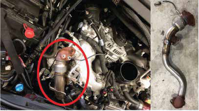 Remove the EGR hot side pipe