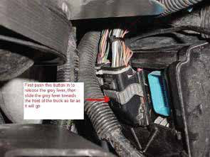 Lift the grey lever and detach all three plugs