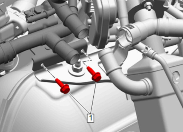 Remove the two bolts on top of the catalytic converter