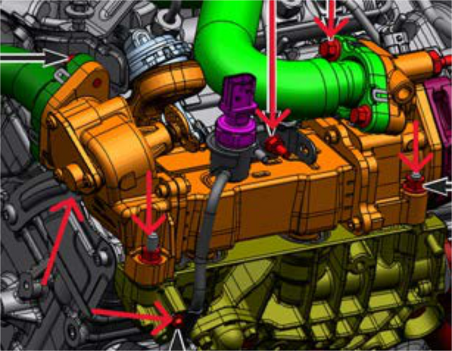 Undo the EGR cooler bolts
