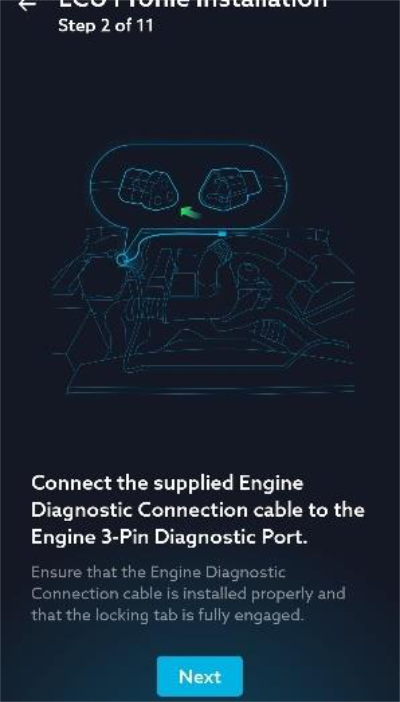 Follow the eleven ECU profile installation screens