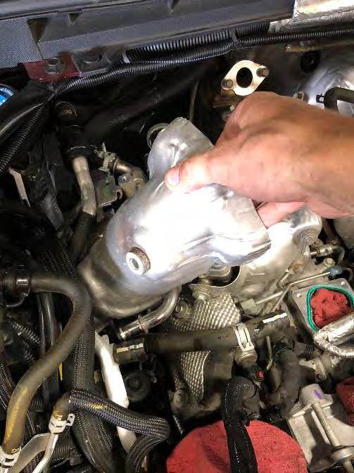 Remove the shorter EGR hot side pipe