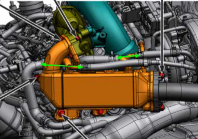Install the two coolant hose adapters on the EGR coolant lines