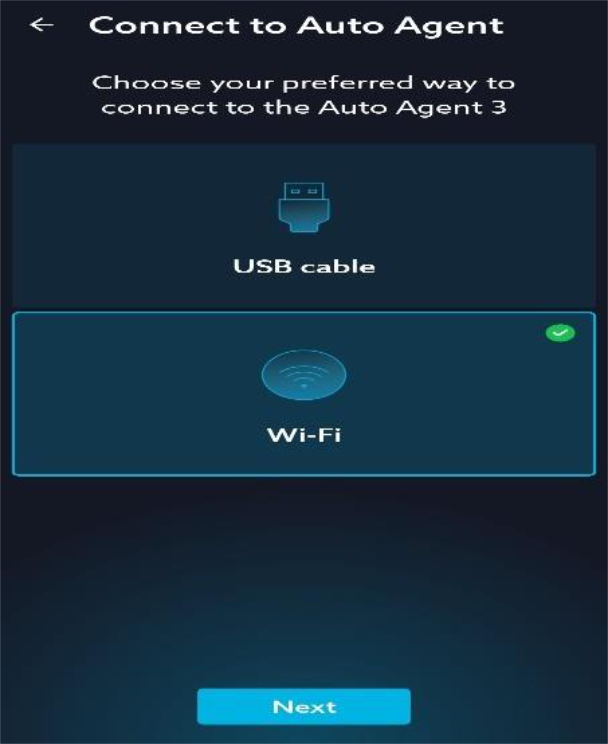 Connect to the Auto Agent over Wi-Fi and update its firmware