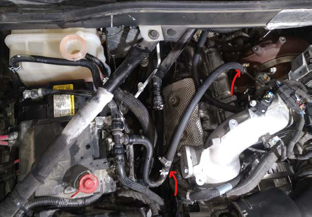 Refit the turbo coolant feed and return lines