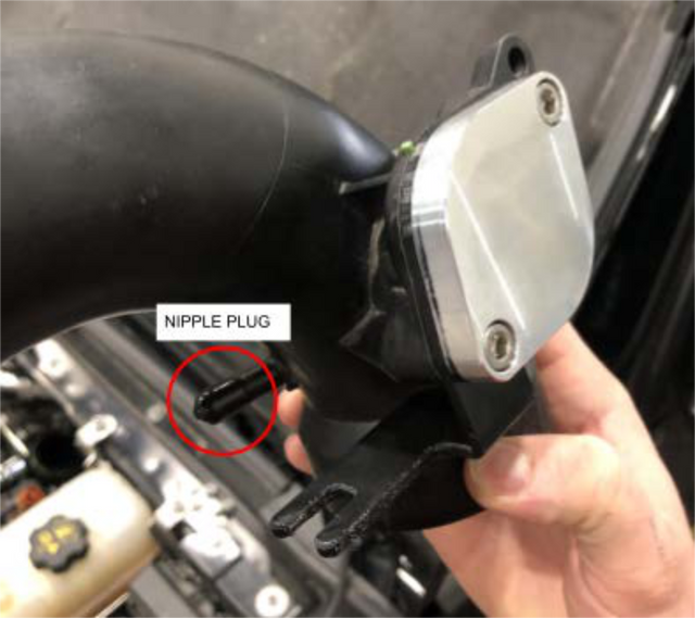 Fit the support bracket and block off plate to the intake elbow